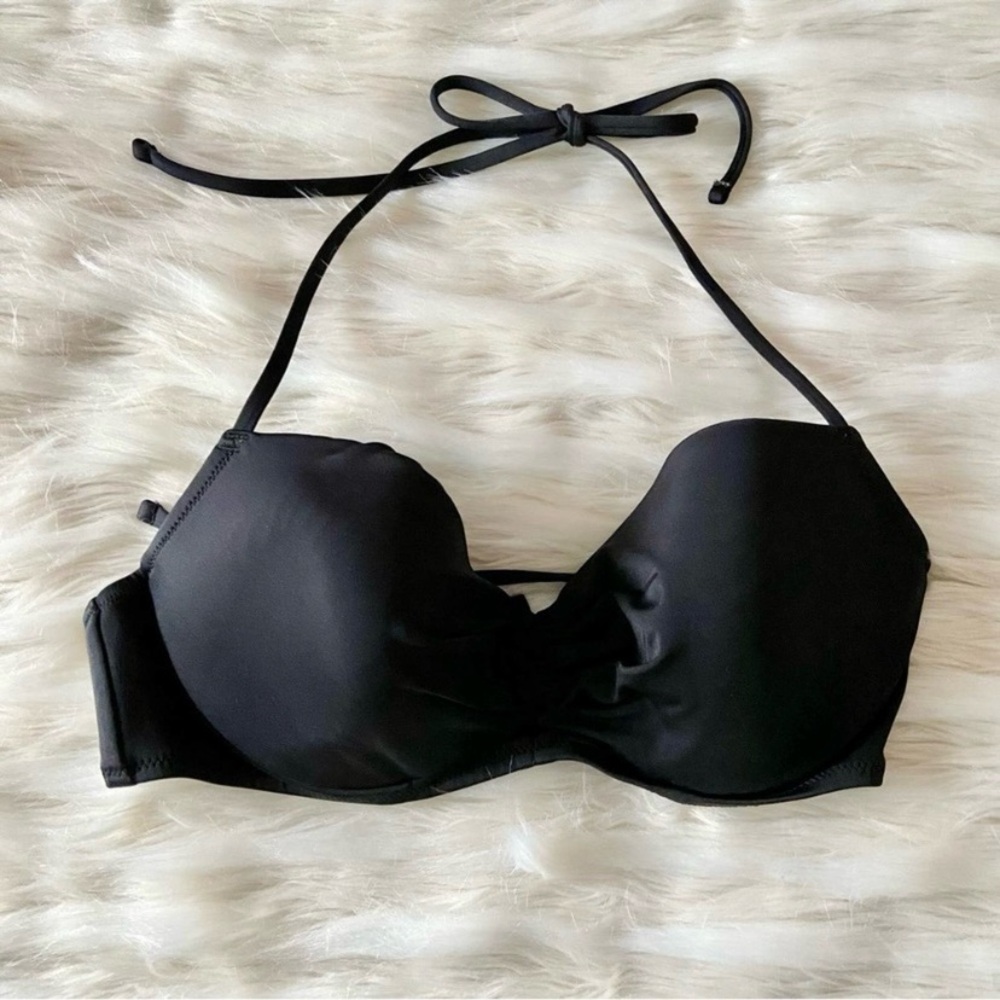 Shade & Shore Black Ruched Underwire Bikini top Sz 34C